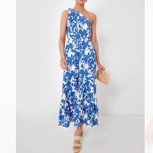 Hyacinth House Blue Floral One Shoulder Sybil Maxi Dress